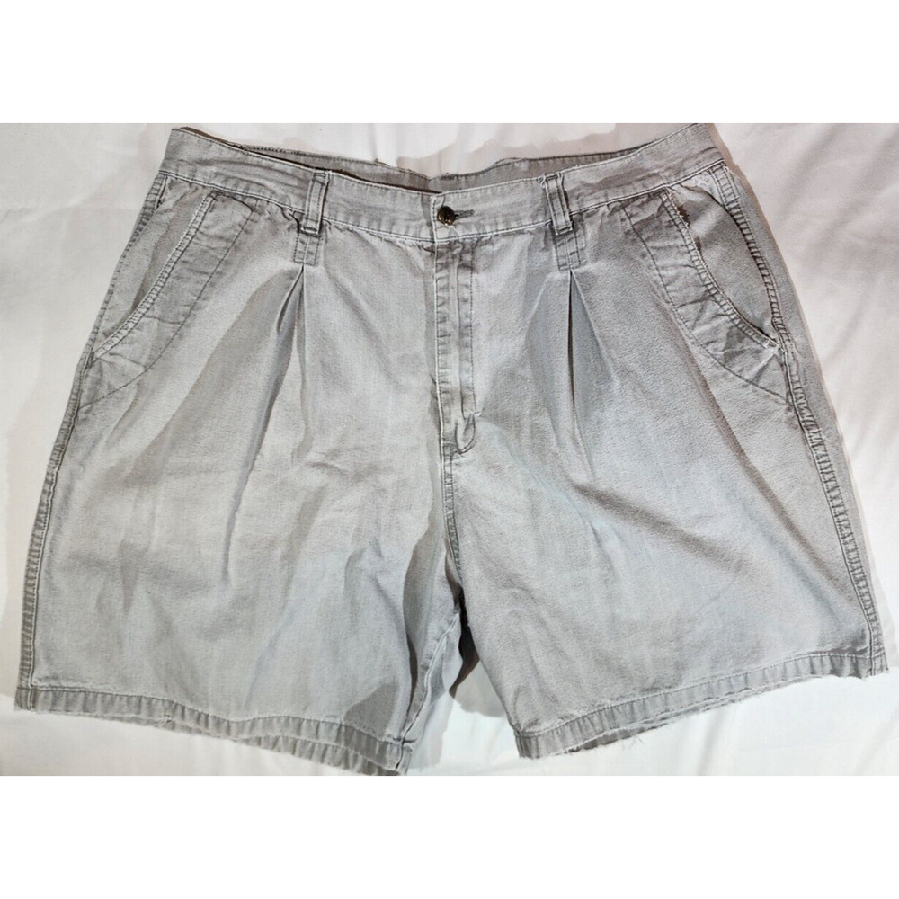 ✅Vintage 80s 90s GOTCHA Gray Canvas Pleated Front Chino Shorts Mens 38 Surf Wear
